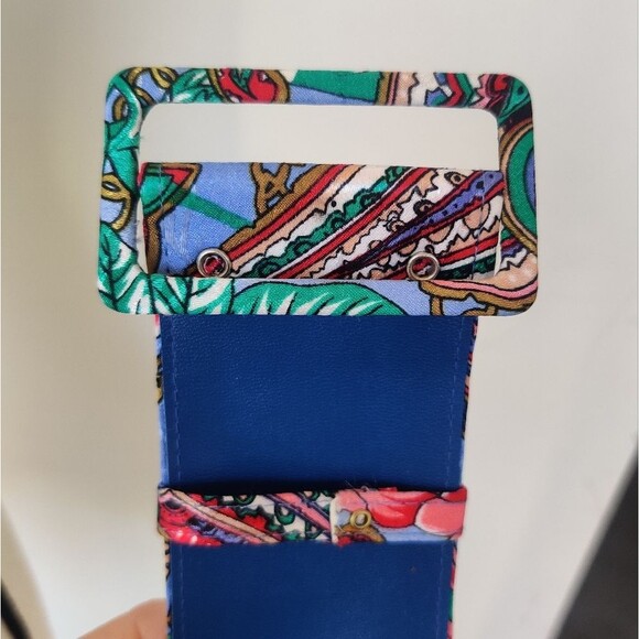 Diane Freis Vintage Blue Floral Dress With Belt Size Medium Large - Picture 6 of 11